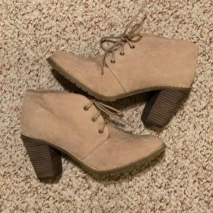 Laced Tan Booties with heel